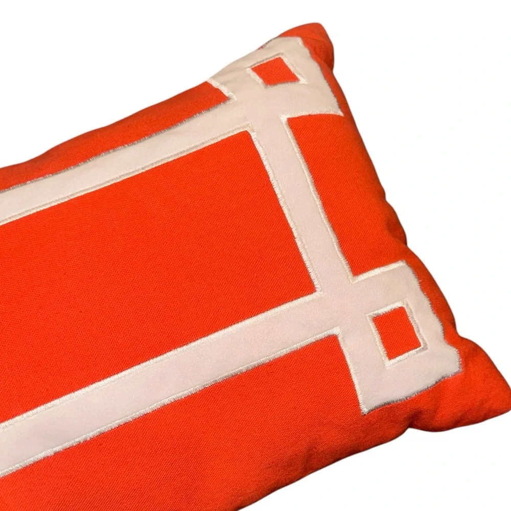 12” X 20” Rectangular Oblong Accent Pillow Orange & Cream